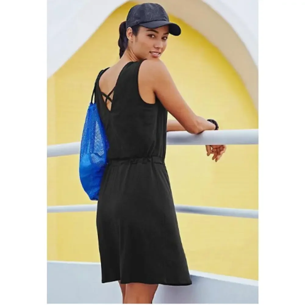ATHLETA Encinitas Lively Stretch Jersey Silk Blend Print Dress // S - Picture 12 of 13